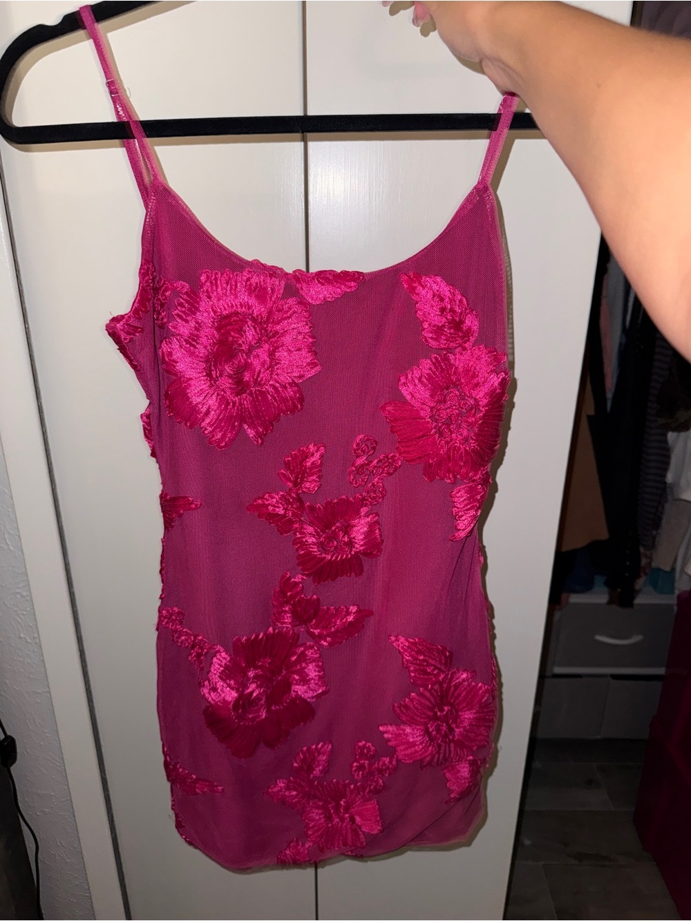 White Fox Boutique Fuchsia Pink Lace Mini Dress - Picture 5 of 5